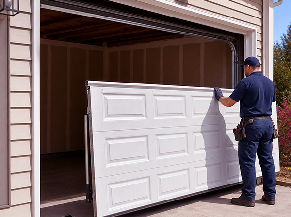 Same-day emergency garage door repair service at a Denton residence