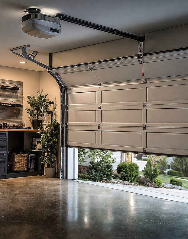 Garage door opener with remote and keypad access