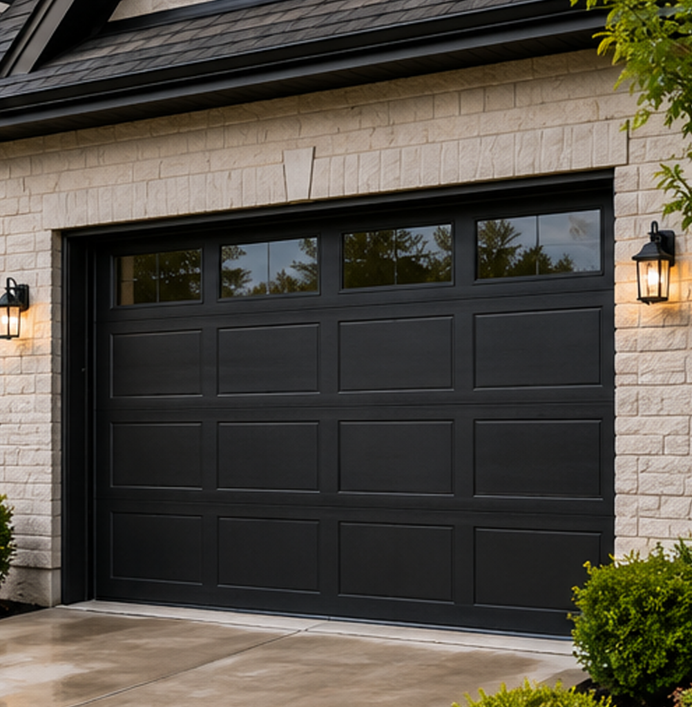 Well-maintained residential garage door with weather protection