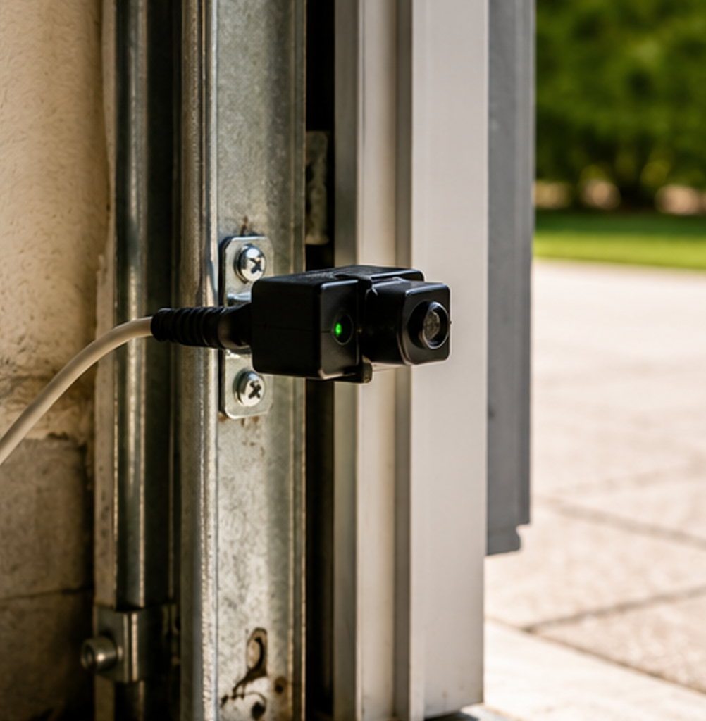 Garage door safety sensor affected by direct sunlight